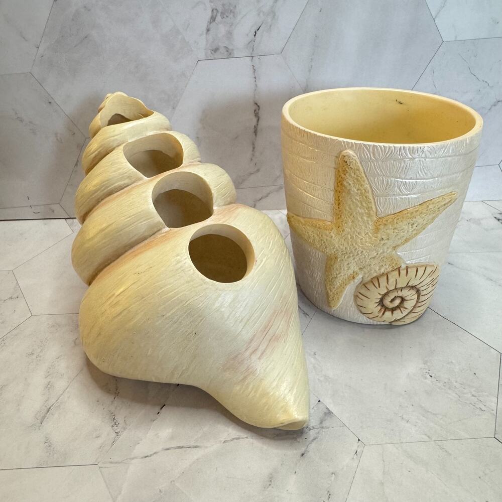 Seychelles Newport Toothbrush Holder & Bathroom Tumbler Nautilus Sea Shell Beach